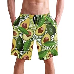 visesunny Men's Avocado Palm Leaf Print Beach