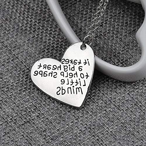 Florance Jones Love Heart Pendants Teachers Necklace Charms Jewelry Silver Tone Chain Gifts| Model NCKLC - 330 |