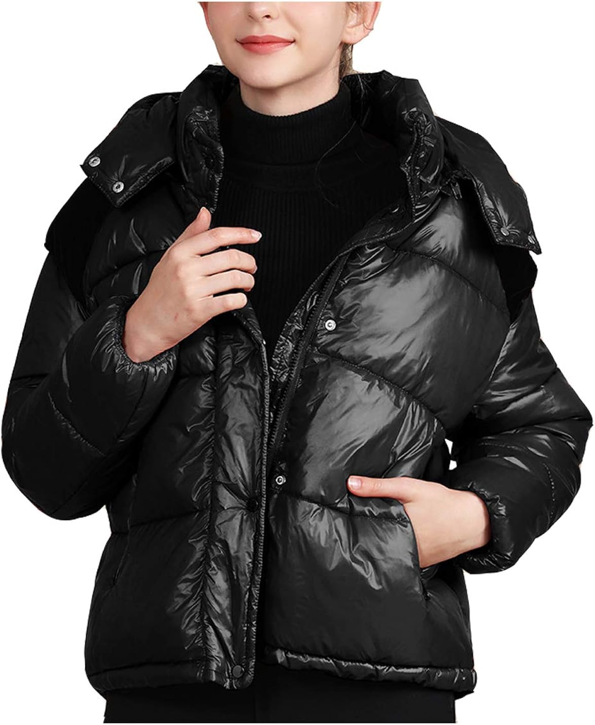 short shiny puffer jacket