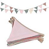 2 Pcs Pennant Banner Flags Nursery Garland Triangle Bunting Flags Playroom Wall Decor Banner for Nursery Baby Shower Birthday Boho Wedding Party Event Decorations, Each 8.53 ft (Neutral Color)