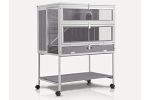 MEDEHOO Guinea Pig Cage, Moveable Metal Frame Hamster Cage Anti-Chewing with Aluminium Alloy Edge, Hideouts, Ramps, Seesaws Chewing Toy, Deeper Pull-Out Leakproof Tray for Indoor Outdoor（White）