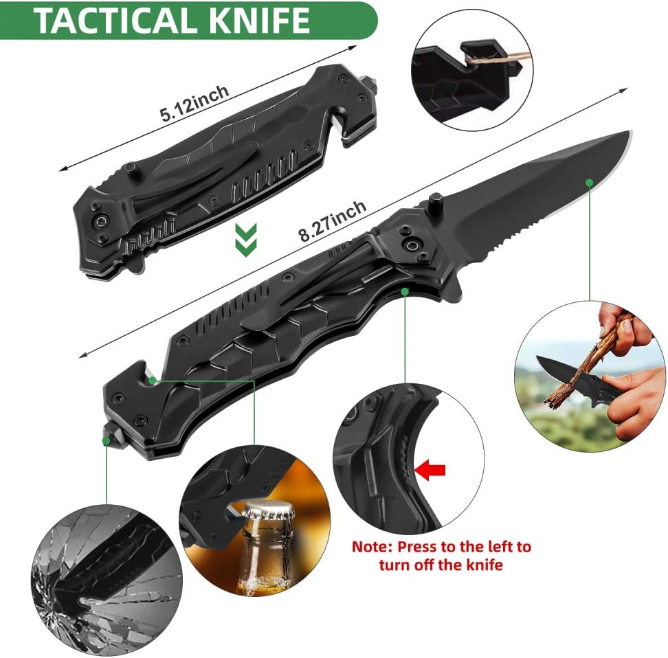 Tolaccea Survival Gear Essential 17 in 1 Camping Survival Kits Professional Tactical Equitment Emergency Survival Tools with Knife Compass Blanket for Adventure Outdoors: Sports & Outdoors