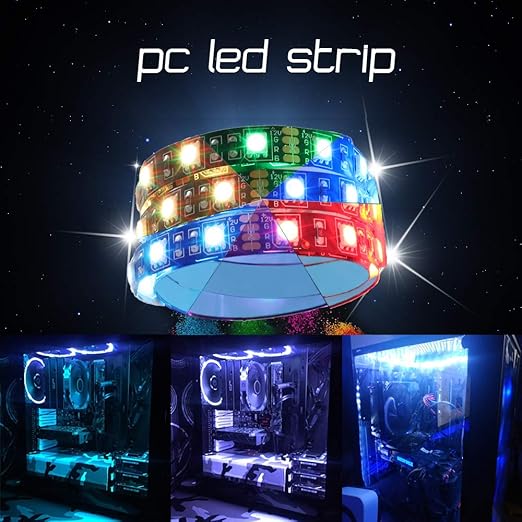 Amazon Sata Power Rgb Ledストリップライト デスクトップコンピューターケース用 17キーrfワイヤレスコントローラー付き 90led Smd 5050 Rgb Dc 12v 0 5m 1m 1 5m 2m 0cm Dds B0cm Coolo 照明 通販