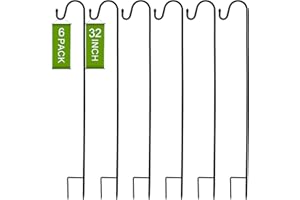 Suzile 6 Pcs 32 Inch Shepherds Hooks for Outdoor Bird Feeders Pole Metal Garden Hooks Hangers for Hanging Plants, Lanterns, Solar Lights, Windchime, Weddings Decor