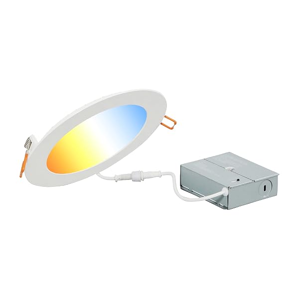 SYLVANIA LED 6″ SLIM MICRODISK RECESSED DOWNLIGHT, JUNCTION BOX, 16W, 5 CCT COLOR SELECT (2700K / 3000K / 3500K / 4000K / 5000K), DIMMABLE, 1200 LUMENS – 1 PACK (61405)