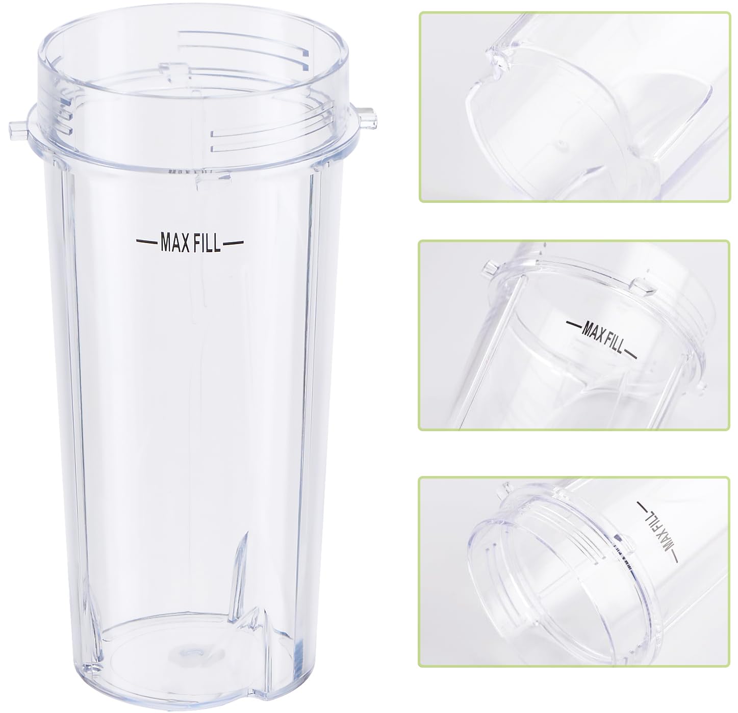 Replacement16oz Blender Cup for Ninja,Single Serve Blender Cup With Lids Set For BL770 BL780 BL660 BL740 BL810 Nutri Ninja Series Blenders (2-pack)
