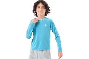 CHENMEI Boys Rash Guard Swim Shirts - Long Sleeve UPF 50+ Sun Shirts for Toddler Kids, Sun Protection SPF Water Surfing Shirts
