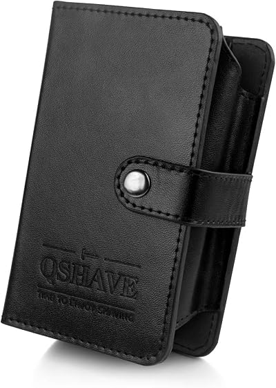 QSHAVE Double Edge Safety Razor Travel Case Black - Compartment for Brush,
