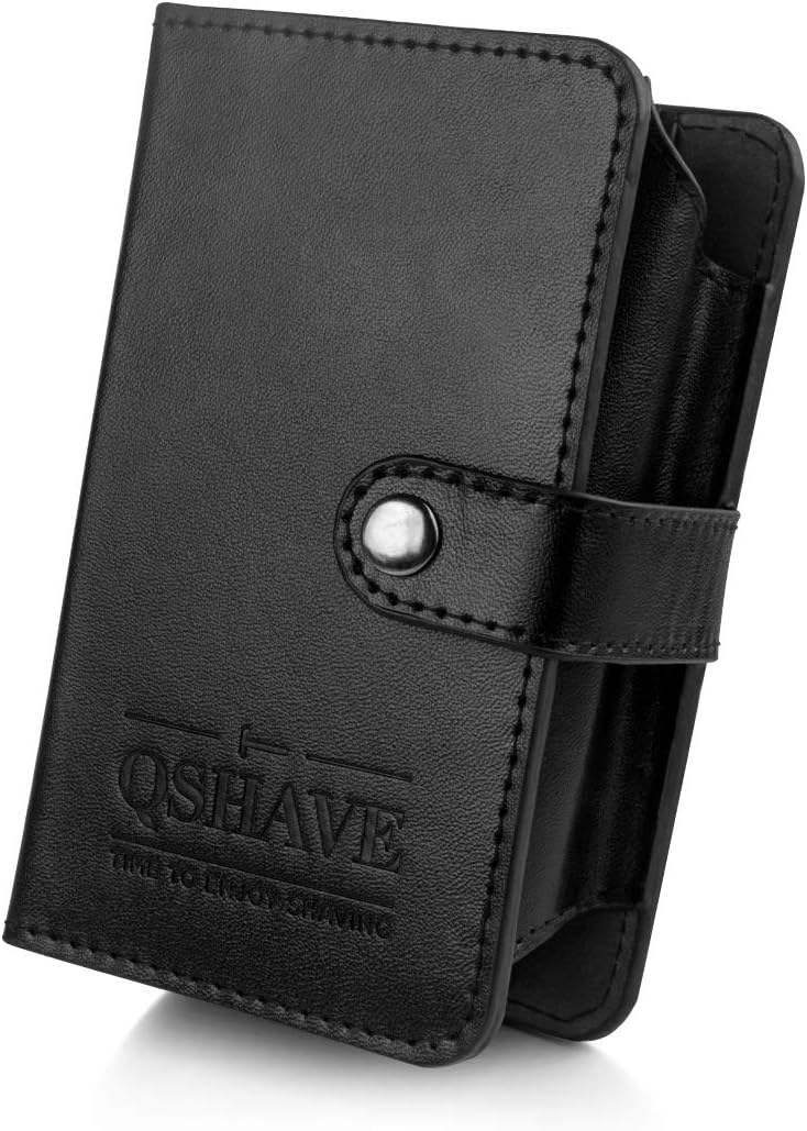 QSHAVE Double Edge Safety Razor Travel Case Black - Compartment for Brush,