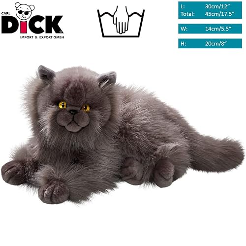 Carl Dick Cat, Persian Gray, 12 inches, 30cm, Plush Toy, Soft Toy
