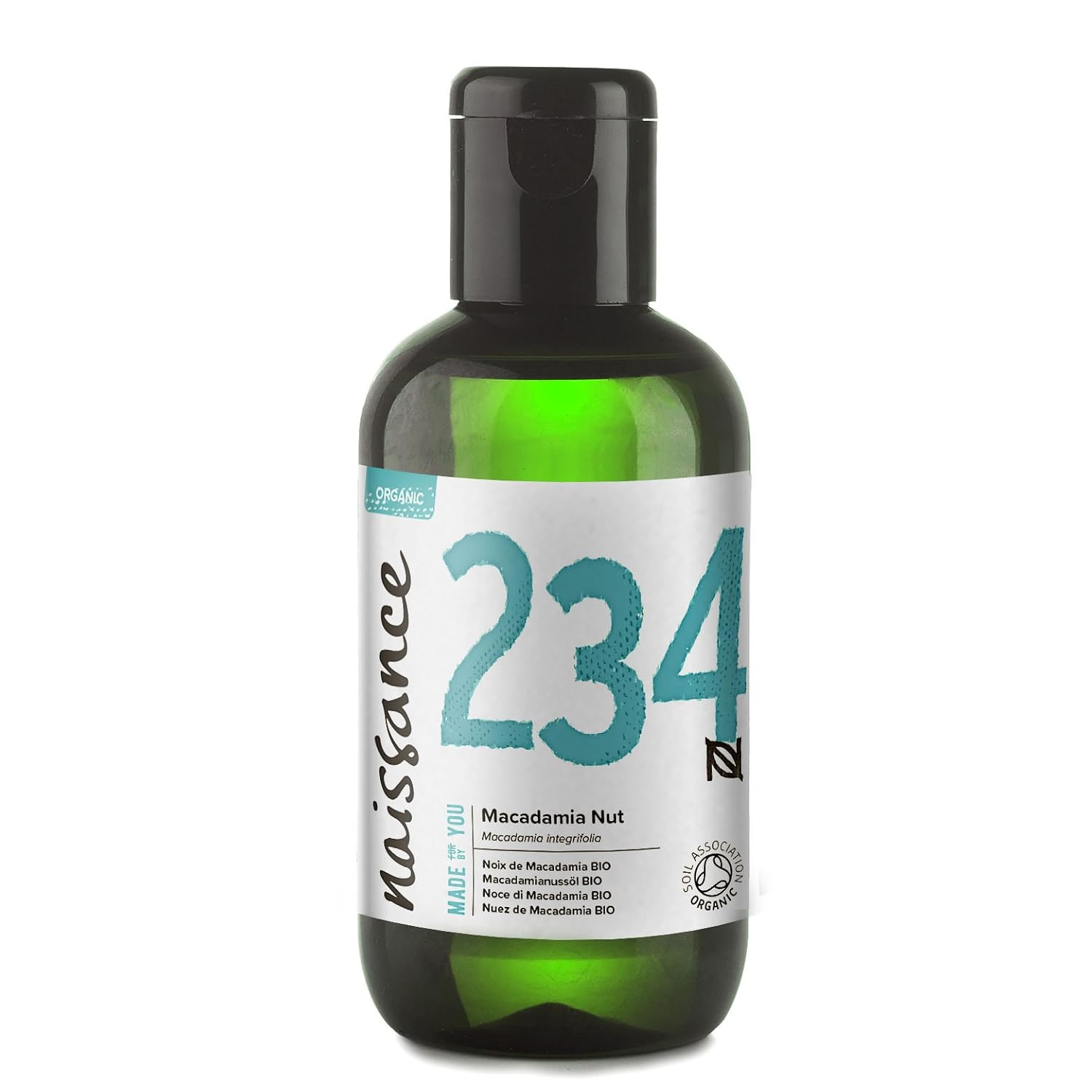Naissance Certified Organic Macadamia Nut Oil 3.4 fl oz / 100ml - Pure Natural Cold Pressed, Vegan - Moisturizing and Nourishing Oil for Hair and Skin - Ideal for DIY Beauty Recipes
