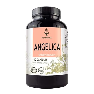 Angelica 100 Capsules 500 mg | مملوء بجذر Angelica العضوي | Dong Quai | يعزز الهضم | يحسن المزاج | يخفف من تقلصات الدورة الشهرية | غير المعدلة وراثيًا