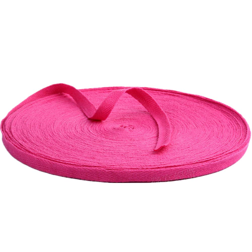 50 Meters Cotton Ribbon Herringbone Webbing Trim Fabric Tape Tapestry for Bias Binding Gift Wrapping Embellishment Craft Width 10mm (Rose)
