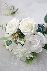 Floroom Artificial Flowers 25pcs Real Looking Ivory