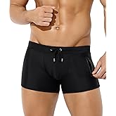 Arjen Kroos Men's Swim Briefs Quick Dry Square Leg Swimsuit Beach Trunk Swimwear with Pockets