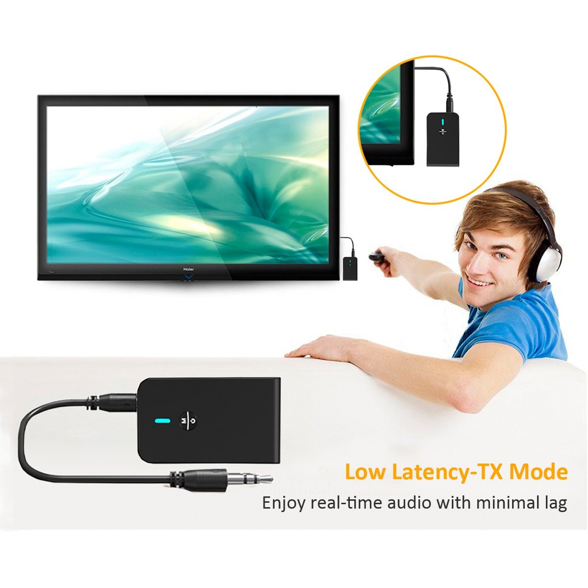 Bluetooth Adapter,YOTTA 2 in 1 Bluetooth Empfänger Transmitter Mini Tragbar mit 3,5mm Audio Adapter für Phone / PC / Auto / TV / MP3 / Kopfhörer und mehr(30 Stunden Playtime)