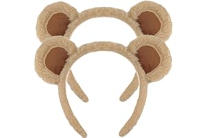 2 brown bear ear hair bands. The fluffy hair bands are suitable for party celebrations, role-playing, makeup, face washing