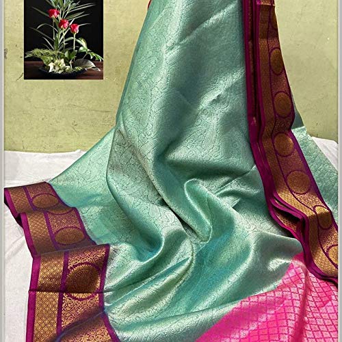 Muskan And Company Women's Banarsi Kora Silk Saree (Parents-mosu-09_Pink_Free Size)