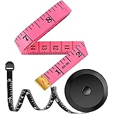 iBayam 2 Pack Tape Measure Measuring Tape for Body Fabric Sewing 60"/150cm | Soft Pink &amp; Retractable Black Double Scales Ruler, Vinyl Measuring Tape for Tailor Home Craft Body Weight Loss Cloth Knitting