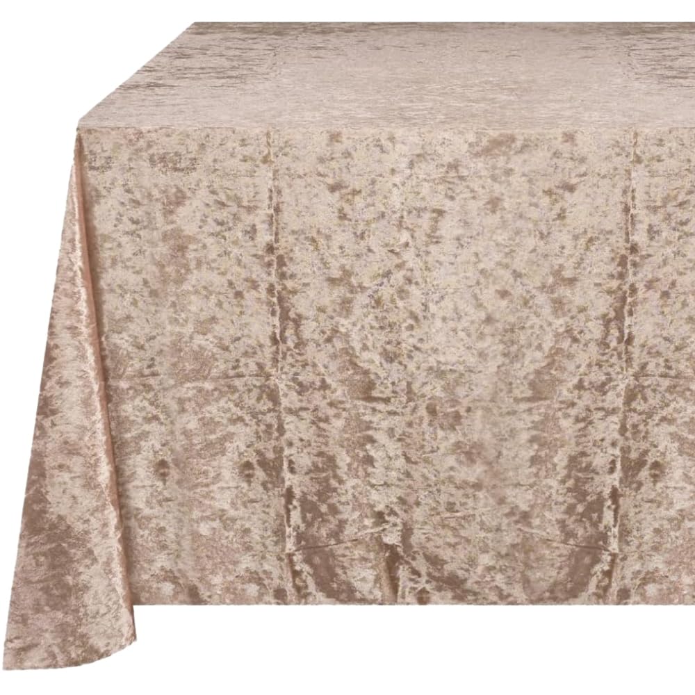 Photo 1 of RCZ Décor Crushed Velvet Champagne Square Tablecloth - 54" (1 Piece), Elegant Decoration, Perfect for Weddings, Birthday Parties & Special Celebrations