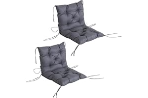 Outsunny Patio Chair Cushions Set of 2, 39" x 20" x 3" Outdoor Tufted Cushion Set with Ties for Indoor Outdoor Garden Furnitu