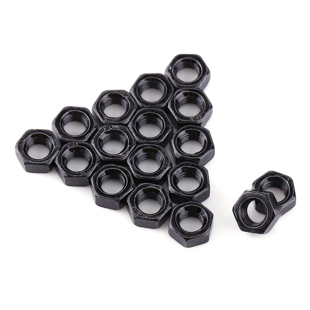 Photo 1 of   M2 Hex Lock Nuts Carbon Steel Metric Nut Black Zinc Plated Hexagonal Nuts Fastener, Pack of 100(M2)