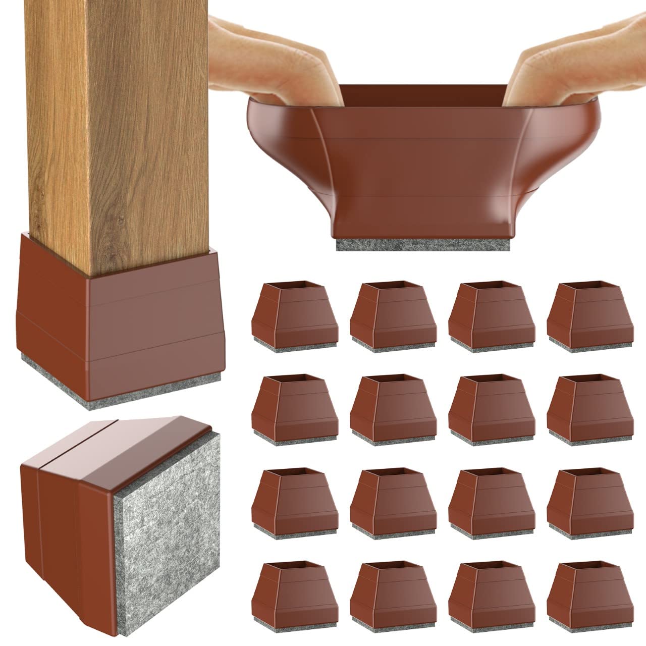 Photo 1 of 16 Square Chair Leg Protectors, Caps - Anti-Scratch, No Noise for Wood & Hardwood Floors