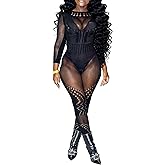 XIUSEMY Womens Lingerie Fishnet Bodystocking Attached Stockings Soft Bodysuit Sexy Nightwear Plus Size