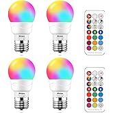 MELPO LED Color Changing Light Bulb with Remote Control 40 Watt Equivalent, E26/E27 RGB Led Lights 5W, 500LM, 12 RGB Colors& 