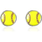 Aloluo Soccer Basketball Softball Baseball Volleyball Stud Earrings for Women Men Stainless Steel Hypoallergenic Sports Ball Pierced Earring Studs Fashion Jewelry Gifts for Sports Fan Sport Lovers
