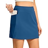 TBMPOY 16" Womens Tennis Skirts with Shorts Golf Skorts UPF100+ High Waist 3 Pockets for Athletic Workouts Casual Pickleball