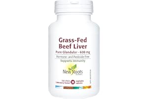 New Roots Herbal Grass-Fed Beef Liver 600mg, 30 Veg Capsules 5-Day Supply - Pure Glandular Supplement from New Zealand Cattle