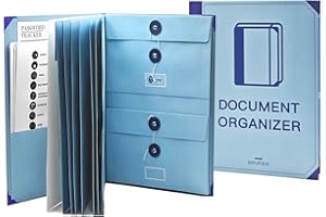 LANPUL Document Organizer Folio, in Case i Go Missing Binder, if i Die Binder, Important Document Organizer, Important Document Folder with Labels Pockets, Birth Certificates Social Security Cards (Blue)