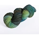 Knit Picks Hawthorne Green Merino Wool Sock Yarn for Knitting | 100g hank of hand dyed yarn for socks in Mt. Tabor color, machine washable.
