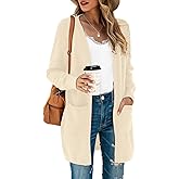 TASAMO Women's Kimono Cardigan Long Sleeve Open Front Casual Knit Sweaters Coat Oversized Soft Outwear with Pockets
