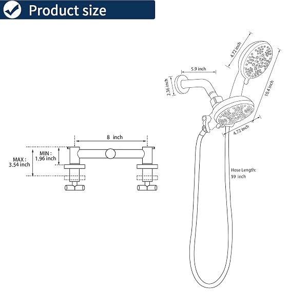 2 HANDLE SHOWER FAUCET SHOWER SYSTEM COMPLETE 2 IN 1 SHOWER COMBO SET WITH HANDHELD SHOWERHEAD SHOWER TRIM KIT WALL MOUNTED SHOWER FIXTURES CHROME POLISHED