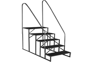 FRUYYZL RV Stairs with 2 Handrails｜5 Step Spa Steps｜Update 3.0 Outdoor RV Steps with Anti-Slip Pedals｜Outdoor Steps for Travel Trailers｜Heavy Duty Mobile Home Stairs for Camper, Porch, Spa