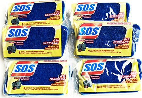 Kitchen Dishwashing Scrub Sponge Non Stick All Surface Scrubbing Pack of 6