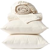 Coyuchi Classic Organic Sateen Sheet Set, 100% GOTS Certified | Organic Cotton 4-Piece Bedding Set, Silky Soft Sateen Weave, Queen, Undyed