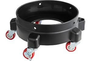 SGCB Pro 11.5 Inch Bucket Dolly, Removable Rolling Bucket Dolly Easy Push 5 Roll Swivel Casters to Move 360 Degree Turning for 5 Gallon Buckets Car Wash System Detailing Smoother Maneuvering, Black