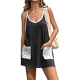 Fisoew Womens Tennis Athletic Dress Mini Romper Dress with Built in Shorts Summer Vacation Outfits