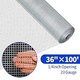 36inch Hardware Cloth 100 ft 1/4 Mesh Galvanized Welded Wire 23 gauge Metal Roll Vegetables Garden Rabbit Fencing Snake Fence for Chicken Run Critters Gopher Racoons Opossum Rehab Cage Wire Window