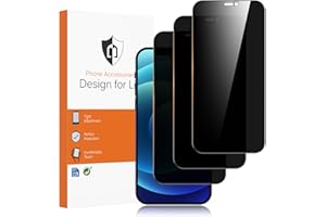 3-Pack Privacy Screen Protector for iPhone 12 / iPhone 12 Pro [6.1 Inch], Anti-Spy Private Tempered Glass Film, Anti-Scratch,