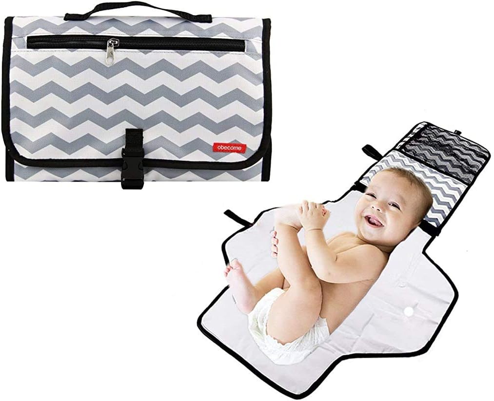 Obecome Baby Changing Pad,Portable Diaper Changing Pad with Head Pillow,Waterproof Foldable Baby Travel Changing Mat Station for Toddlers Infants and Newborns
