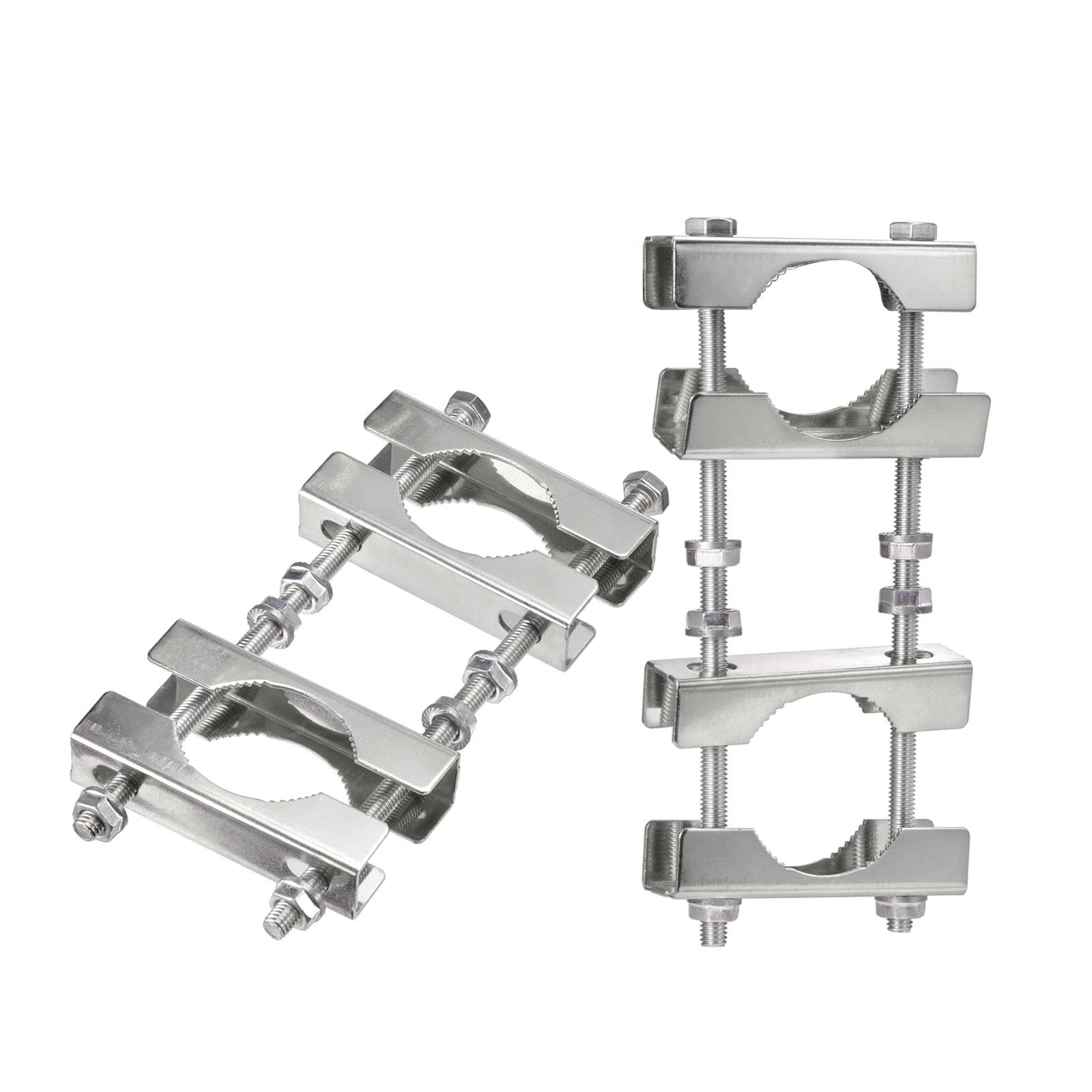 Eightwood Double Antenna Mast Clamp U Jaw Block, for Mast to Mast Mounting (2 Set) U-Bolt Mounting Hardware for TV CB Ham Antenna Fishing Rods arasols Flags — image 1