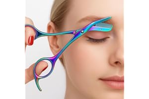 DINNAT Eyebrow Scissors with Comb - Stainless Steel Eyebrow Trimmer for Women and Men, Facial Grooming Scissors Kit, Professional Precision Eyebrow Trimmer,Perfect For Gifts for Men and Women,Rainbow