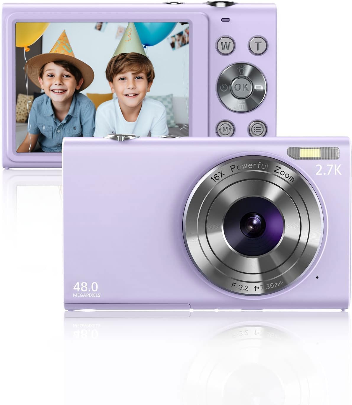 Digital Camera Compact 2.7K Autofocus 48MP Portable Camera with 2.8" Screen, 16X Digital Zoom for Kids, Beginner