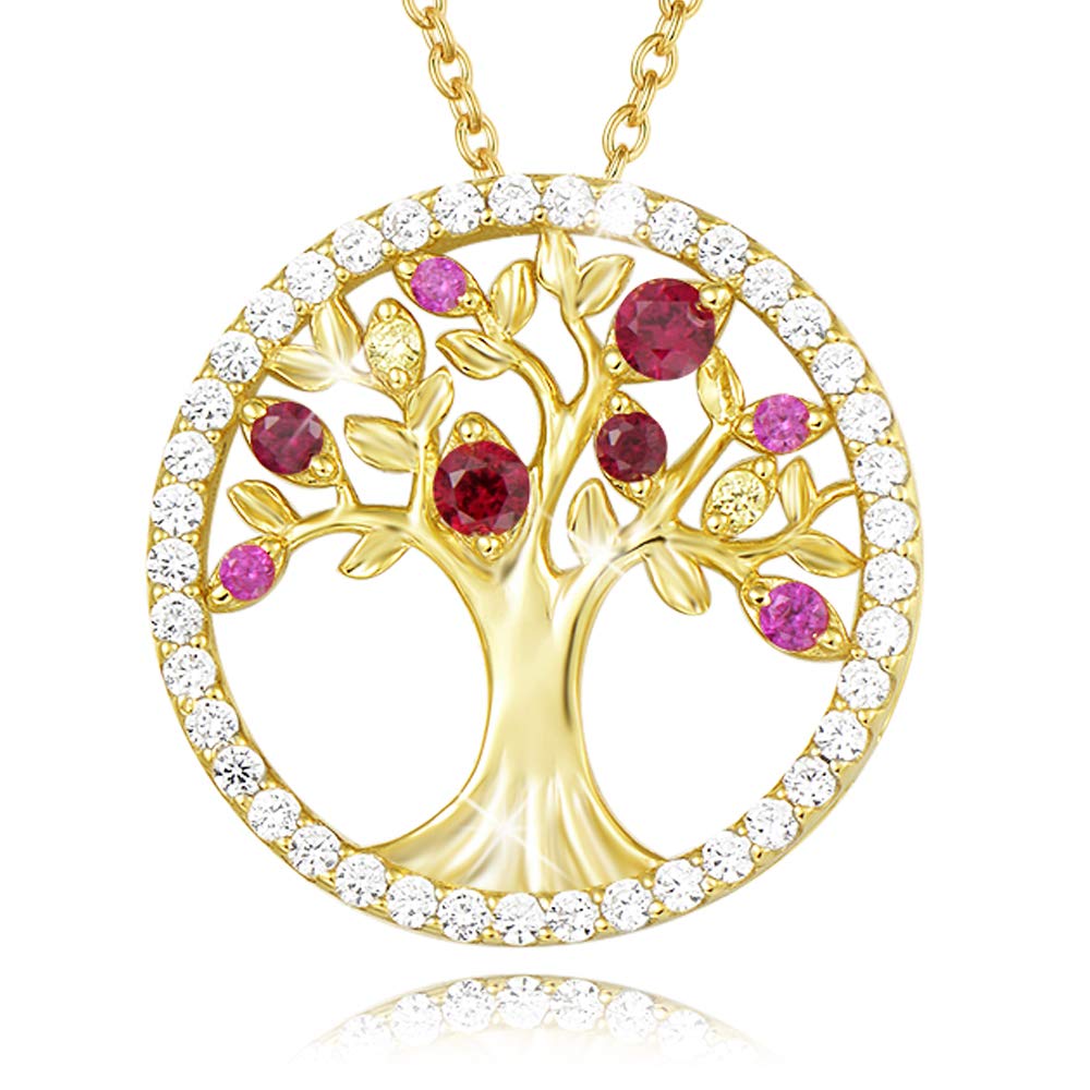 AGVANA Tree of Life Necklace, Women earring set,925 Sterling Silver Necklace with January Birthstone Tree Pendant Jewellery for Women Girls with Gift Box, 16"+2" Extender — image 1