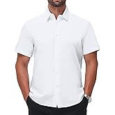 BEILU Men's Stain Shield Short Sleeve Slim Fit Formal Dress Shirts Business Casual Button Down Shirts