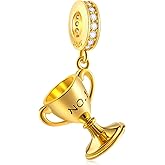 Sport and Hobby Theme Charms, 925 Sterling Silver Rose Gold Coffee Cup, Tennis and Racket, Golden Champion Trophy Cup Beads, fits European Bracelet Necklace, Birthday Gifts for Children/Friend/Son/Daughter